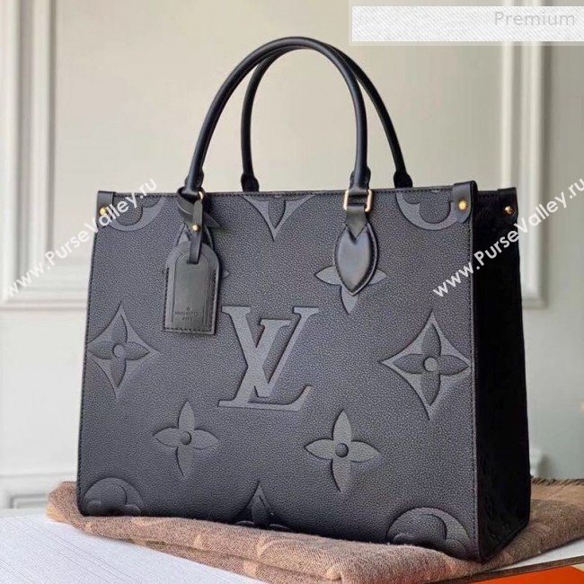 Louis Vuitton Onthego Giant Monogram Leather Medium Tote M44920 Black 2019 (KI-0010708)