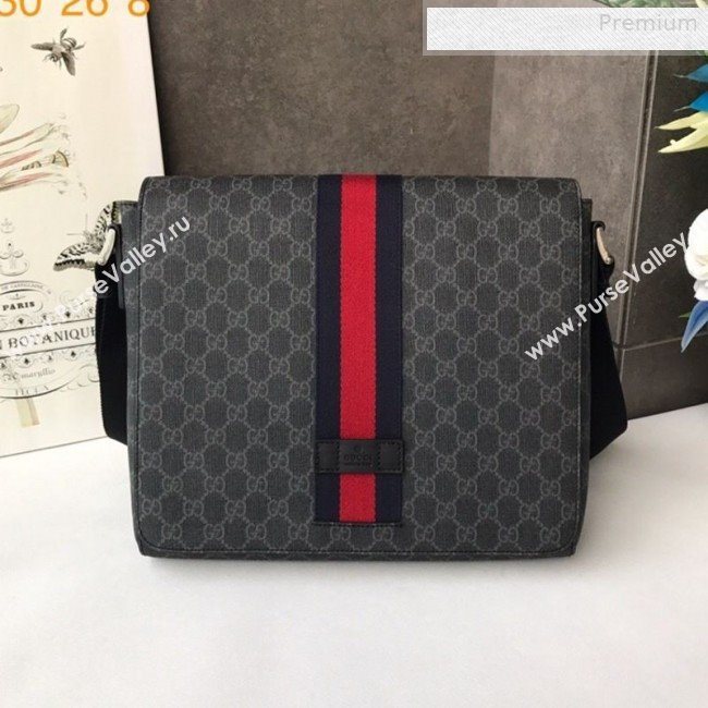 Gucci Mens GG Supreme Messenger Shoulder Bag 475432 Black 2019 (DLH-0010719)