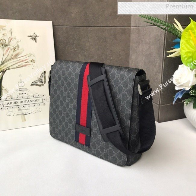 Gucci Mens GG Supreme Messenger Shoulder Bag 475432 Black 2019 (DLH-0010719)
