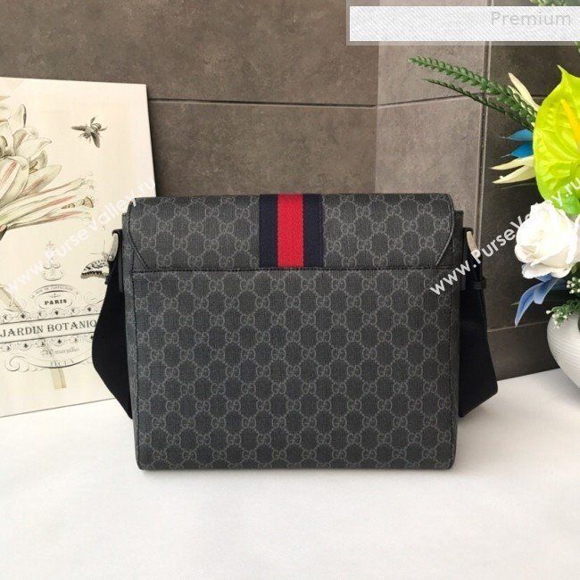 Gucci Mens GG Supreme Messenger Shoulder Bag 475432 Black 2019 (DLH-0010719)