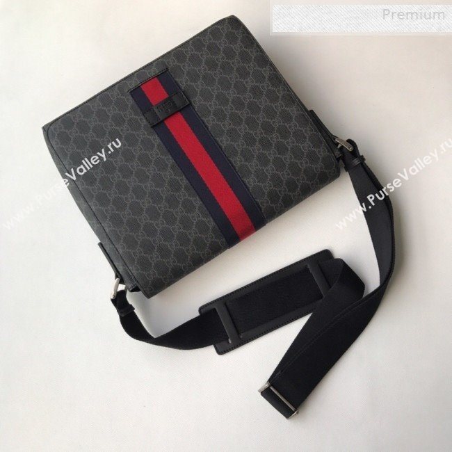 Gucci Mens GG Supreme Messenger Shoulder Bag 475432 Black 2019 (DLH-0010719)