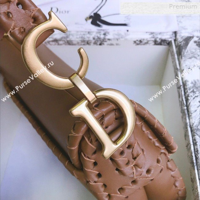 Dior Saddle Medium Bag in Braided Leather Brown 2019 (BF-0010725)