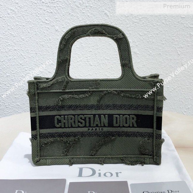 Dior Mini Book Tote Bag in Camouflage Embroidered Canvas Bag Green 2019 (XXG-0010733)