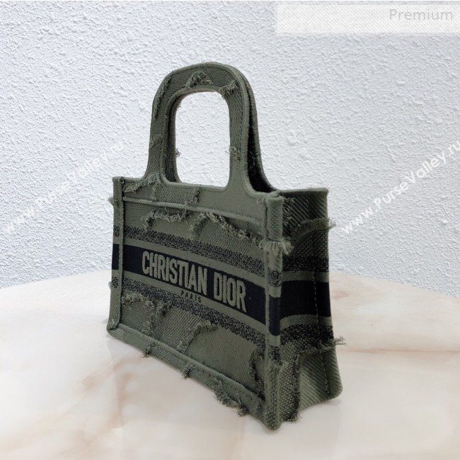 Dior Mini Book Tote Bag in Camouflage Embroidered Canvas Bag Green 2019 (XXG-0010733)
