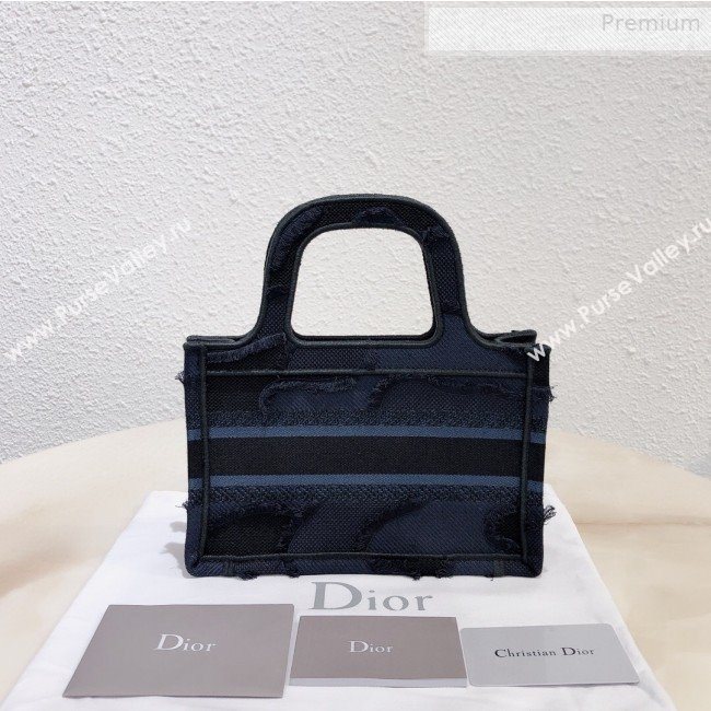 Dior Mini Book Tote Bag in Camouflage Embroidered Canvas Bag Blue 2019 (XXG-0010732)