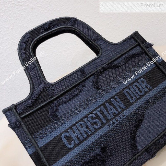 Dior Mini Book Tote Bag in Camouflage Embroidered Canvas Bag Blue 2019 (XXG-0010732)