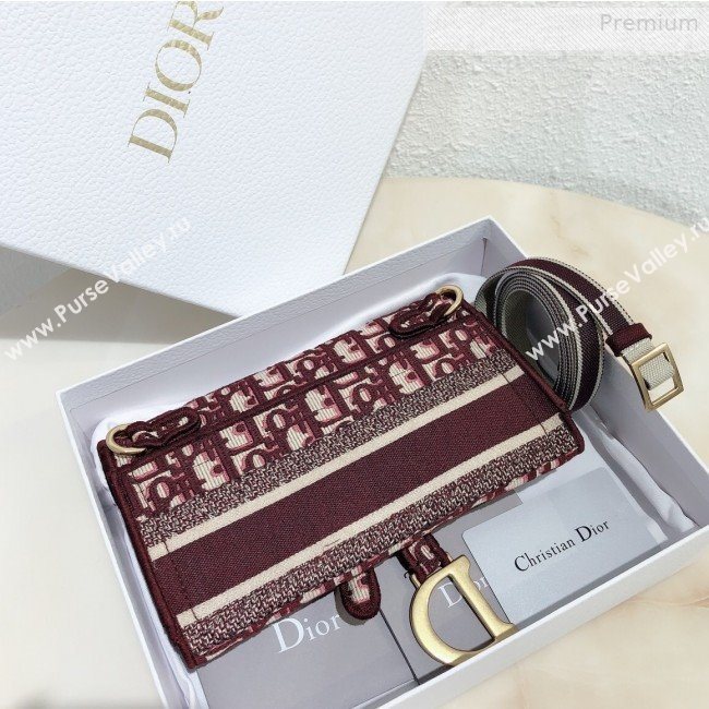 Dior Saddle Burgundy Oblique Canvas Pochette Pouch/Crossbody Bag 2020 (XXG-0010731)