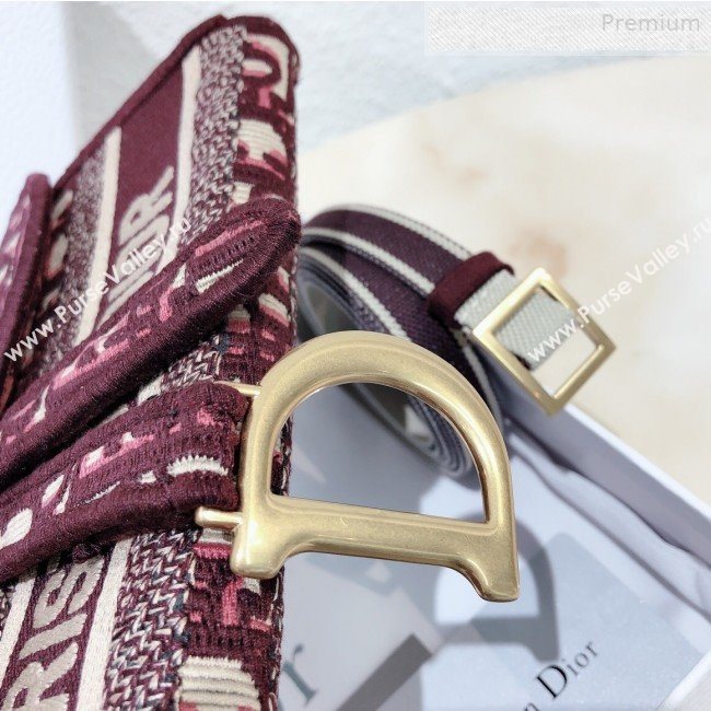 Dior Saddle Burgundy Oblique Canvas Pochette Pouch/Crossbody Bag 2020 (XXG-0010731)