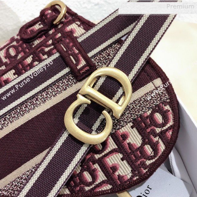 Dior Saddle Burgundy Oblique Canvas Pouch Belt 2020 (XXG-0010737)
