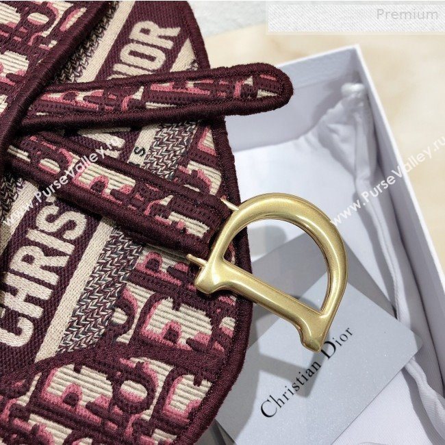 Dior Saddle Burgundy Oblique Canvas Pouch Belt 2020 (XXG-0010737)