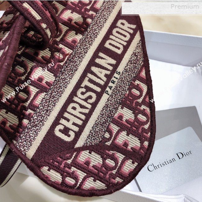Dior Saddle Burgundy Oblique Canvas Pouch Belt 2020 (XXG-0010737)
