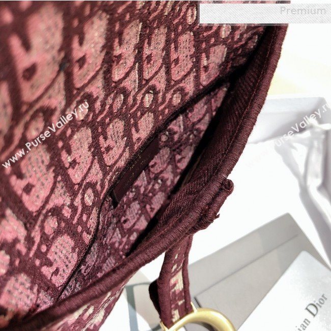 Dior Saddle Burgundy Oblique Canvas Pouch Belt 2020 (XXG-0010737)