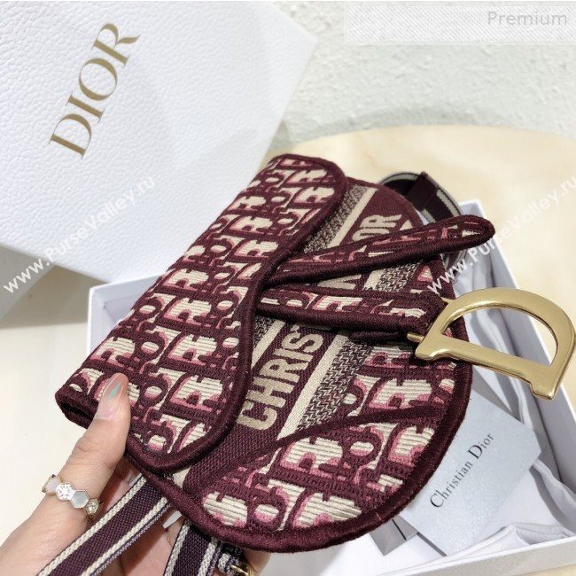 Dior Saddle Burgundy Oblique Canvas Pouch Belt 2020 (XXG-0010737)