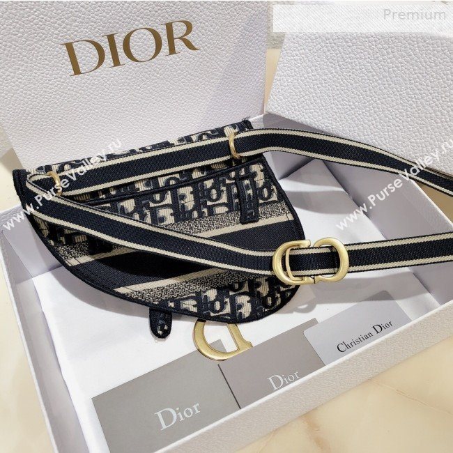 Dior Saddle Blue Oblique Canvas Pouch Belt 2020 (XXG-0010736)