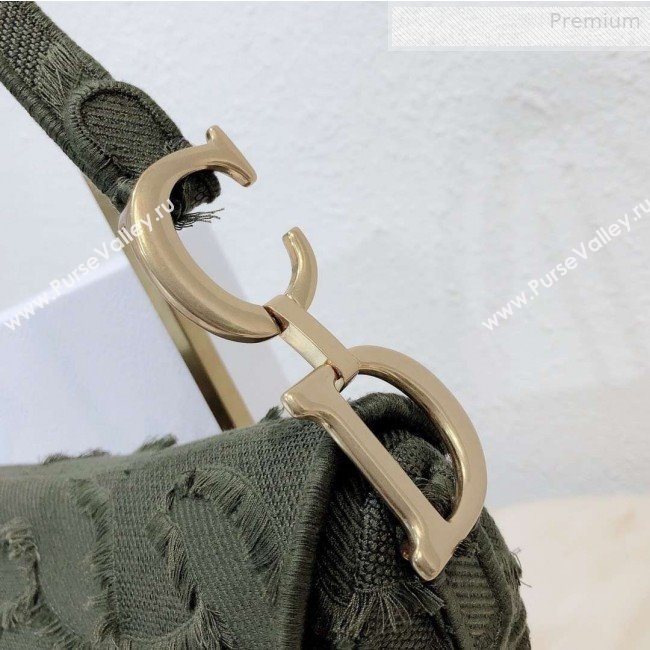 Dior Medium Saddle Bag in Camouflage Embroidered Canvas Bag Green 2019 (XXG-0010735)