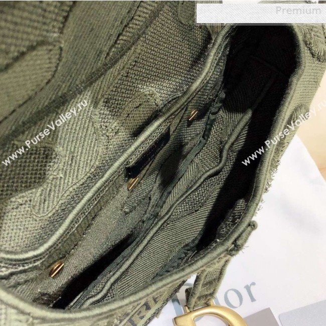 Dior Medium Saddle Bag in Camouflage Embroidered Canvas Bag Green 2019 (XXG-0010735)