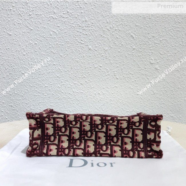 Dior Mini Book Tote Bag in Original Oblique Embroidered Canvas Burgundy 2019 (XXG-0010727)