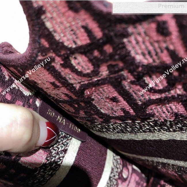 Dior Mini Book Tote Bag in Original Oblique Embroidered Canvas Burgundy 2019 (XXG-0010727)