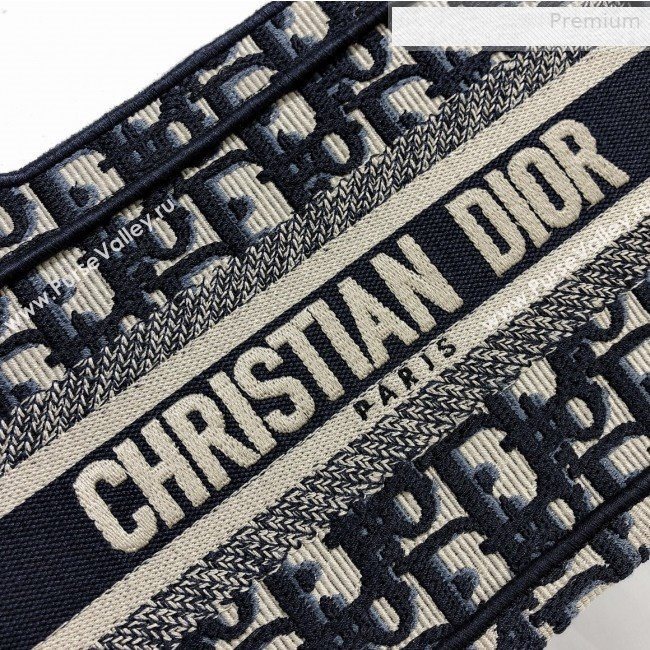 Dior Mini Book Tote Bag in Original Oblique Embroidered Canvas Blue 2019 (XXG-0010728)