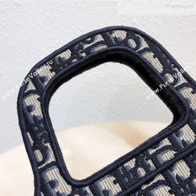 Dior Mini Book Tote Bag in Original Oblique Embroidered Canvas Blue 2019 (XXG-0010728)