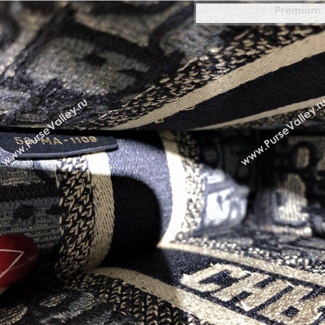 Dior Mini Book Tote Bag in Original Oblique Embroidered Canvas Blue 2019 (XXG-0010728)