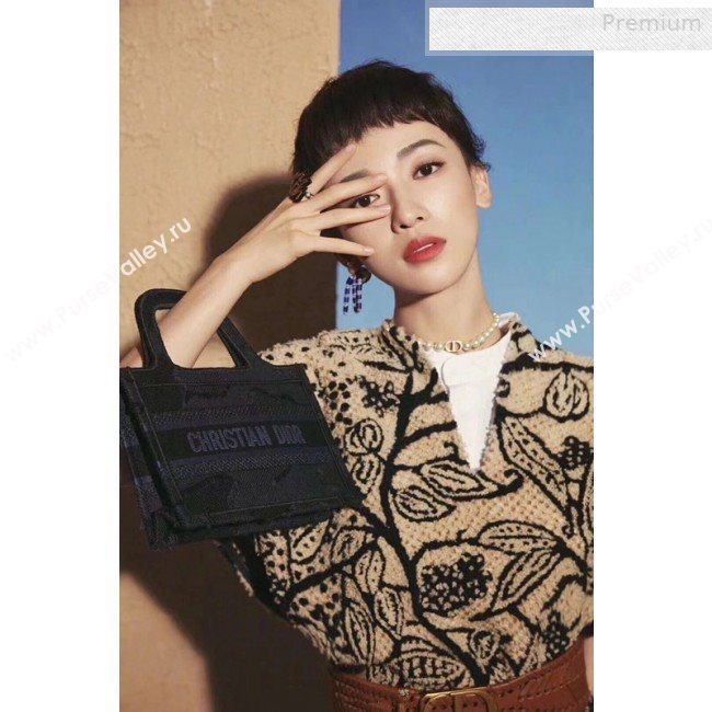 Dior Mini Book Tote Bag in Camouflage Embroidered Canvas Bag Green 2019 (XXG-0010733)