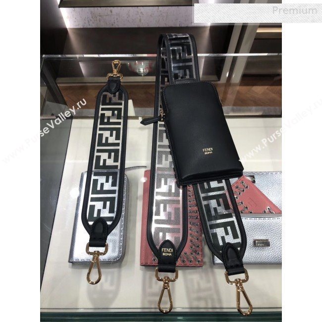 Fendi Strap You FF Transparent Shoulder Strap with iPhone Pocket Black 2019 (CL-0011027)