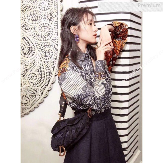 Dior Medium Saddle Bag in Camouflage Embroidered Canvas Bag Green 2019 (XXG-0010735)