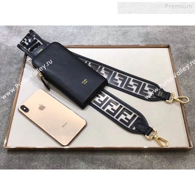 Fendi Strap You FF Transparent Shoulder Strap with iPhone Pocket Black 2019 (CL-0011027)