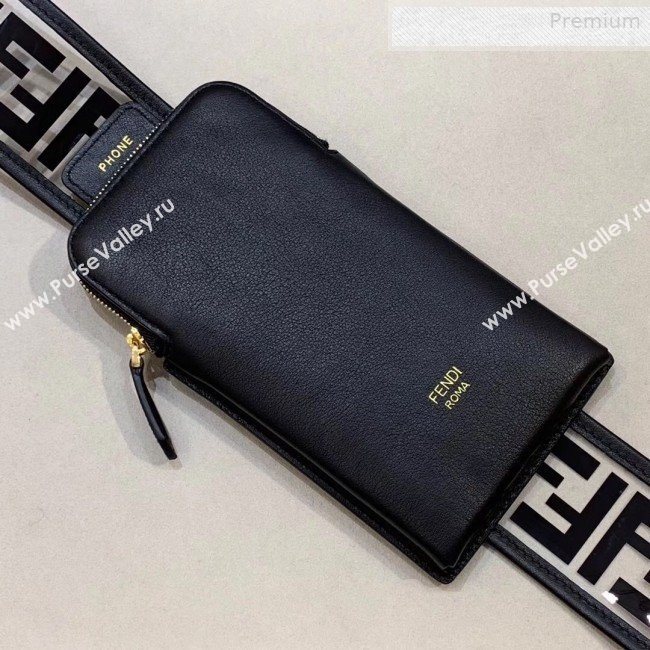 Fendi Strap You FF Transparent Shoulder Strap with iPhone Pocket Black 2019 (CL-0011027)