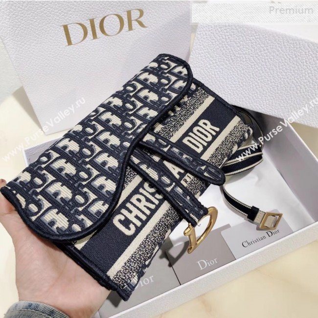 Dior Saddle Blue Oblique Canvas Pochette Pouch/Crossbody Bag 2020 (XXG-0010730)