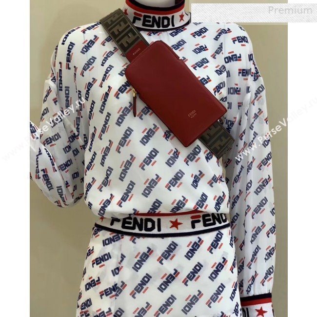 Fendi Strap You Calfskin FF Shoulder Strap with iPhone Pocket Red/Brown 2019 (CL-0011031)