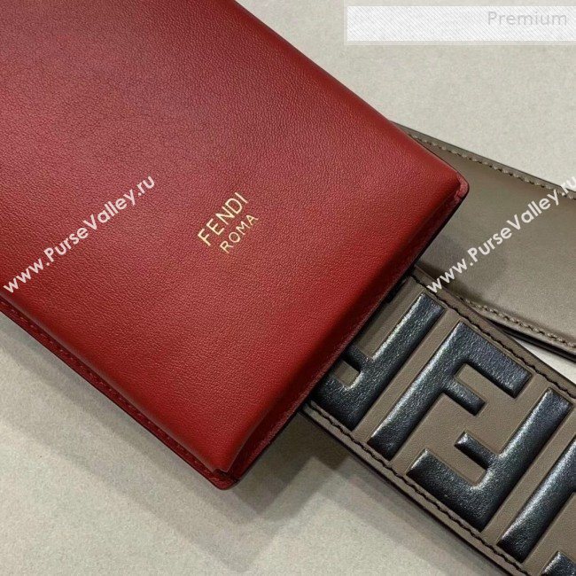 Fendi Strap You Calfskin FF Shoulder Strap with iPhone Pocket Red/Brown 2019 (CL-0011031)