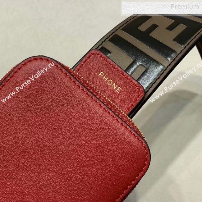 Fendi Strap You Calfskin FF Shoulder Strap with iPhone Pocket Red/Brown 2019 (CL-0011031)