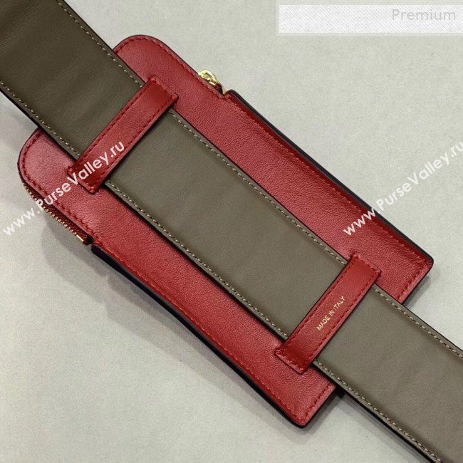 Fendi Strap You Calfskin FF Shoulder Strap with iPhone Pocket Red/Brown 2019 (CL-0011031)