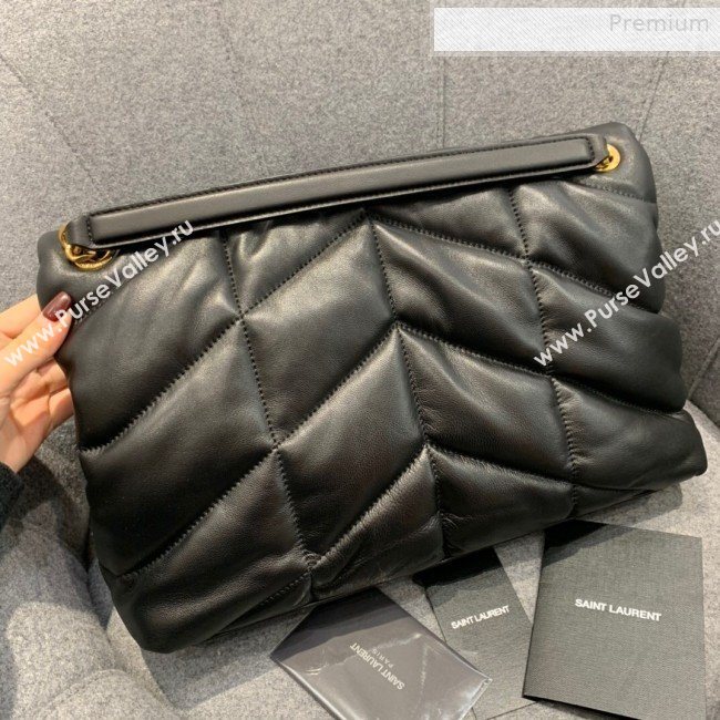Saint Laurent Loulou Puffer Medium Bag in Quilted Lambskin 577475 Black/Gold 2019 (JD-0010742)