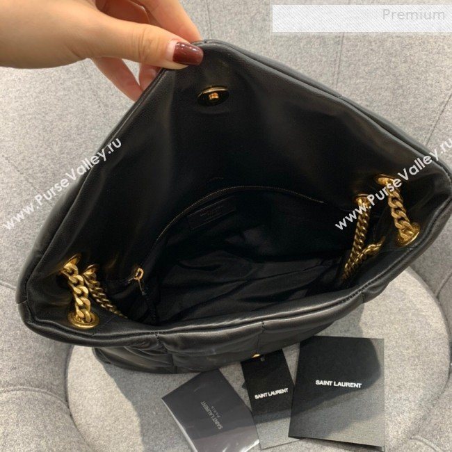 Saint Laurent Loulou Puffer Medium Bag in Quilted Lambskin 577475 Black/Gold 2019 (JD-0010742)