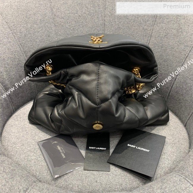 Saint Laurent Loulou Puffer Medium Bag in Quilted Lambskin 577475 Black/Gold 2019 (JD-0010742)