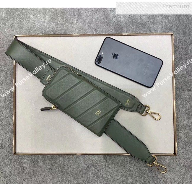 Fendi Strap You Calfskin FF Shoulder Strap with iPhone Pocket Green 2019 (CL-0011029)