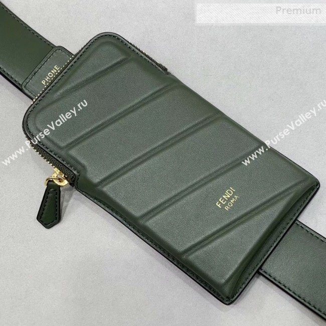 Fendi Strap You Calfskin FF Shoulder Strap with iPhone Pocket Green 2019 (CL-0011029)