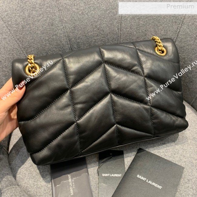 Saint Laurent Loulou Puffer Small Bag in Quilted Lambskin 577476 Black/Gold 2019 (JD-0010738)