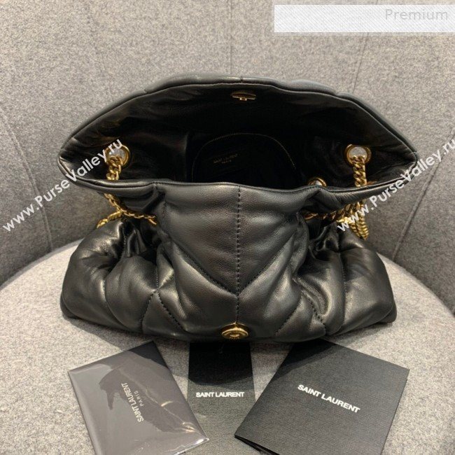 Saint Laurent Loulou Puffer Small Bag in Quilted Lambskin 577476 Black/Gold 2019 (JD-0010738)