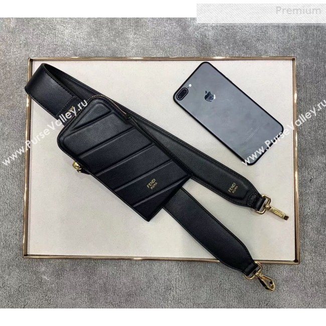 Fendi Strap You Calfskin FF Shoulder Strap with iPhone Pocket Black 2019 (CL-0011030)