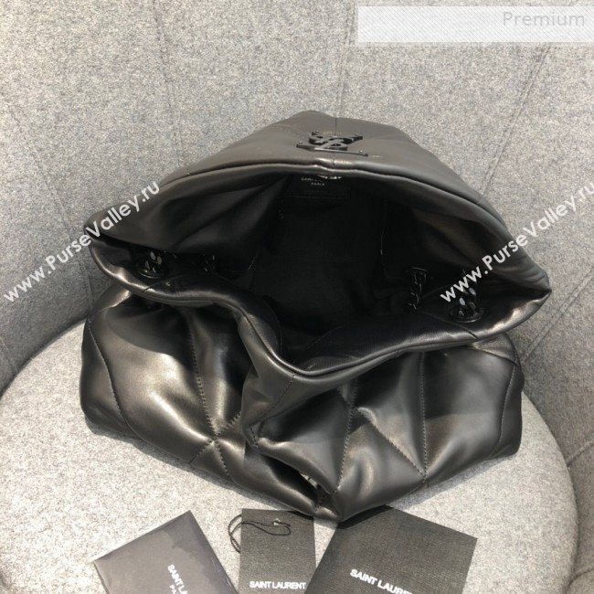 Saint Laurent Loulou Puffer Medium Bag in Quilted Lambskin 577475 All Black 2019 (JD-0010743)