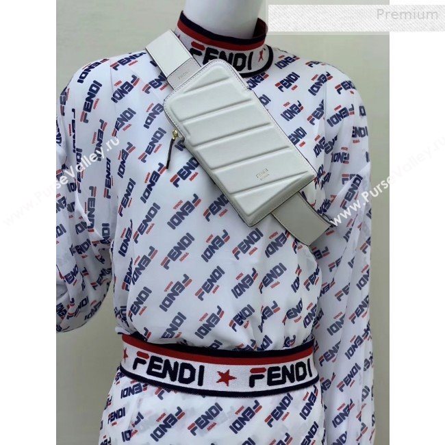 Fendi Strap You Calfskin FF Shoulder Strap with iPhone Pocket White 2019 (CL-0011028)