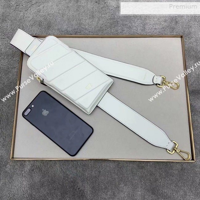 Fendi Strap You Calfskin FF Shoulder Strap with iPhone Pocket White 2019 (CL-0011028)