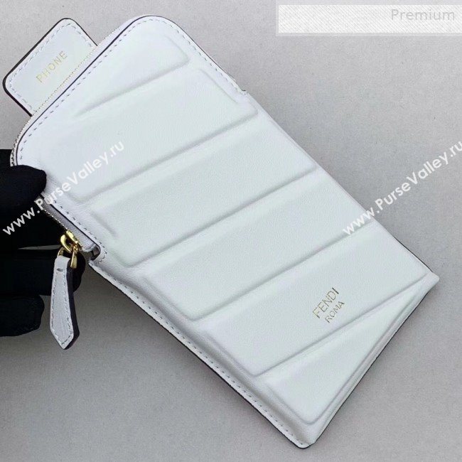 Fendi Strap You Calfskin FF Shoulder Strap with iPhone Pocket White 2019 (CL-0011028)