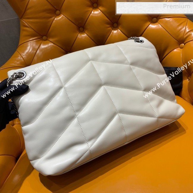 Saint Laurent Loulou Puffer Medium Bag in Quilted Lambskin 577475 White 2019 (JD-0010745)