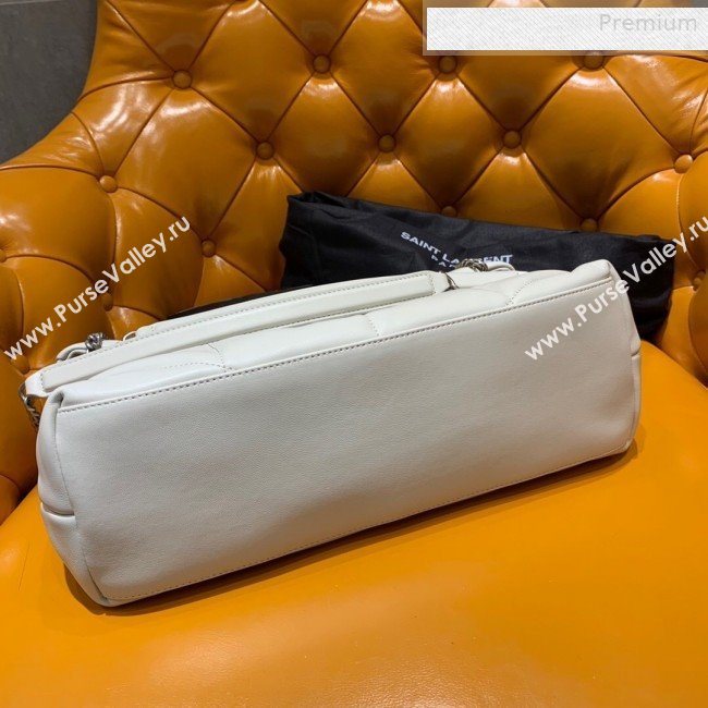 Saint Laurent Loulou Puffer Medium Bag in Quilted Lambskin 577475 White 2019 (JD-0010745)