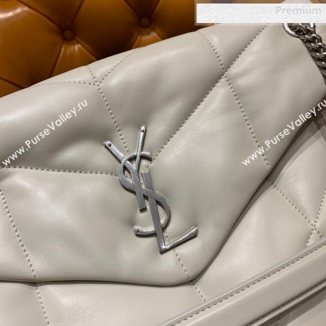 Saint Laurent Loulou Puffer Medium Bag in Quilted Lambskin 577475 White 2019 (JD-0010745)